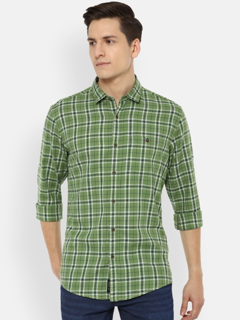 

Louis Philippe Jeans Men Green Checked Slim Fit Casual Shirt