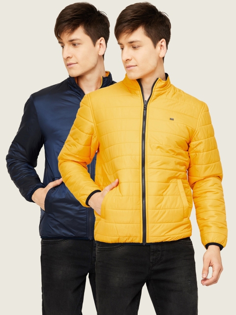 

Fame Forever by Lifestyle Men Yellow Checked Puffer Jacket