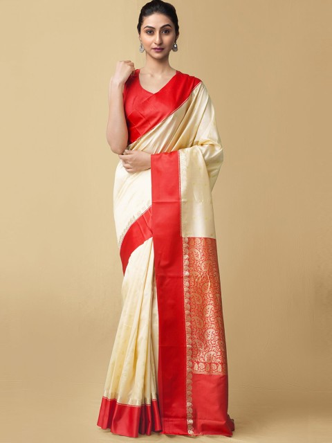 

Unnati Silks Women Cream Kanjivaram Silk Saree