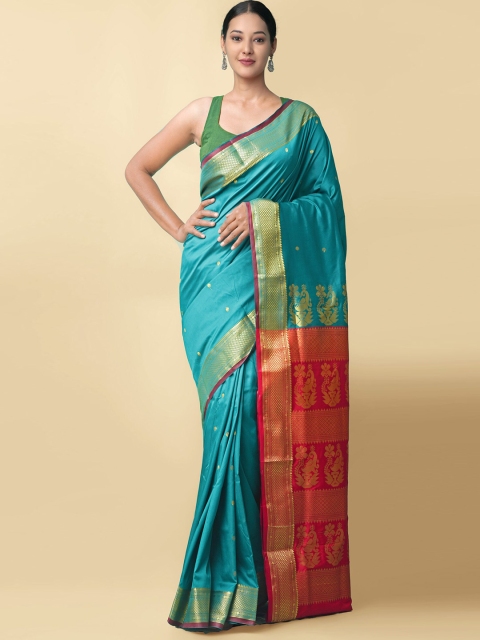 

Unnati Silks Blue & Red Woven Design Kanjivaram Saree