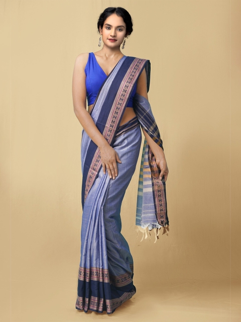 

Unnati Silks Blue & Pink Narayan Peth Pure Cotton Saree