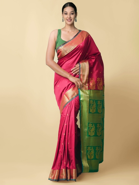 

Unnati Silks Women Red Woven Kanjivaram Silk Saree