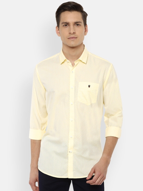 

Louis Philippe Sport Men Yellow Pure Cotton Textured Slim Fit Casual Shirt