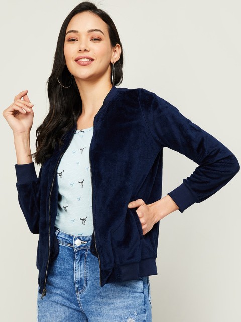 

Fame Forever by Lifestyle Women Navy Blue Geometric Colourblocked Tailored Jacket