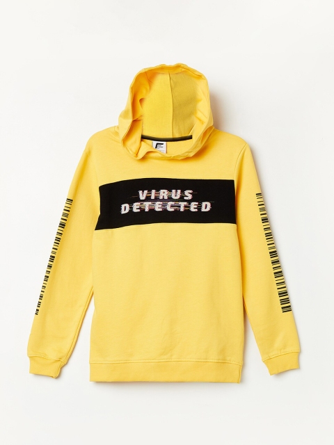 

Fame Forever by Lifestyle Boys Yellow Printed Hooded Sweatshirt