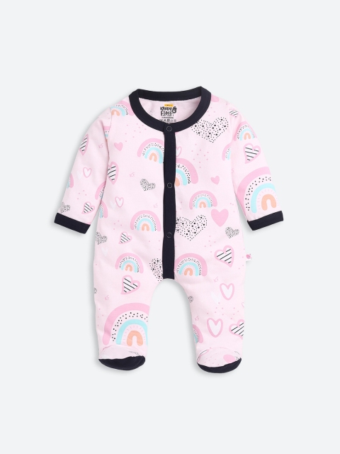 

AMUL Kandyfloss Kids Pink & Black Printed Rompers