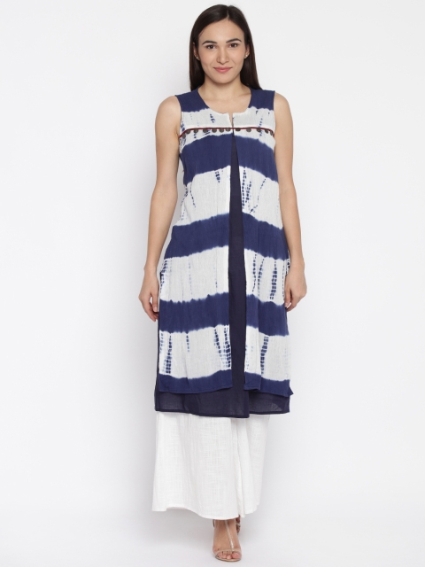 

RANGMANCH BY PANTALOONS Women Blue Printed A-Line Kurta