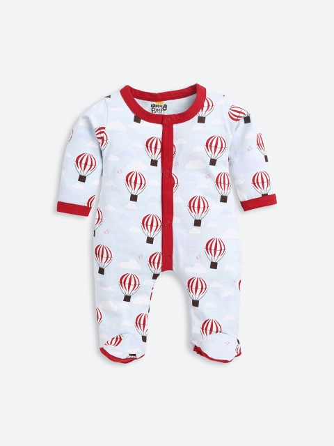 

AMUL Kandyfloss Kids White & Red Printed Cotton Rompers
