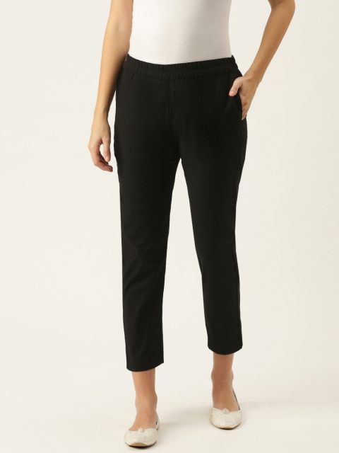 

SWAGG INDIA Women Black Cotton Chino Trousers