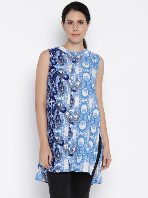 

AKKRITI by PANTALOONS Blue Printed Kurta