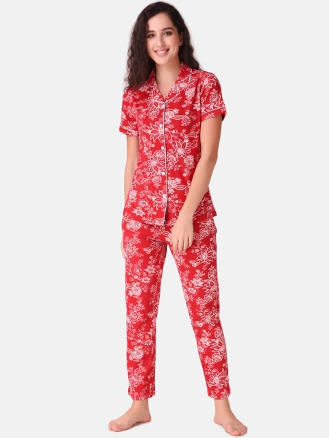 

Masha Women Red Printed Night Suit