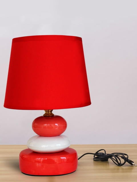 

TIED RIBBONS Red & White Ceramic Contemporary Table Lamp with Shade