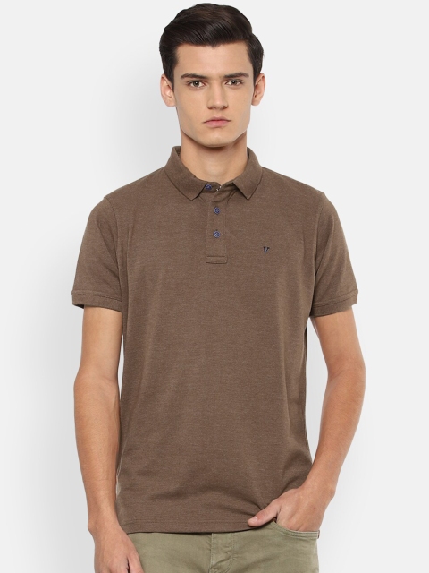 

VAN HEUSEN DENIM LABS Men Brown Solid Polo Collar T-shirt