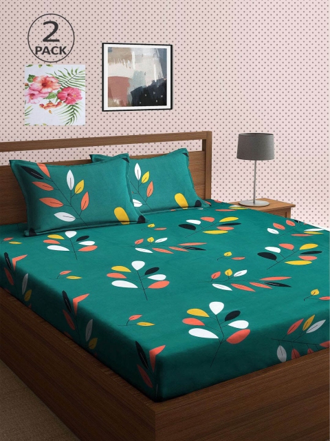

KLOTTHE Pack Of 2 210 TC Cotton 2 King Bedsheet with 4 Pillow Covers, Multi
