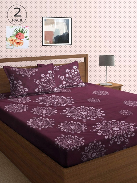 

KLOTTHE Multicoloured Floral 210 TC 2 King Bedsheet with 4 Pillow Covers, Multi