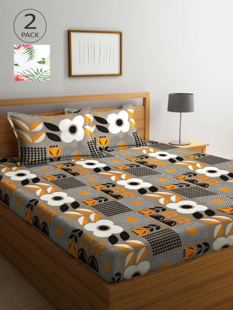 

KLOTTHE Multicoloured Printed 210 TC 2 King Bedsheet with 4 Pillow Covers, Multi