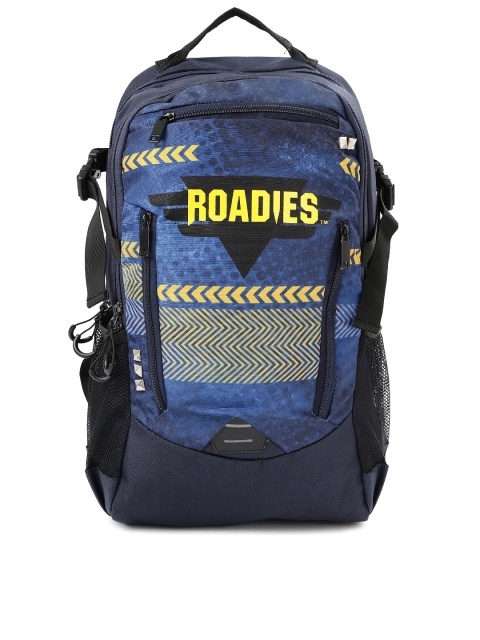 

The VerTicaL Unisex Navy & Black Printed Laptop Backpack, Navy blue