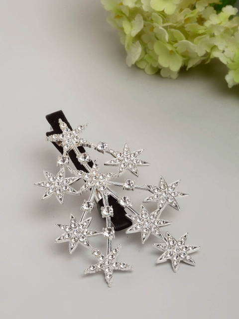 

Ferosh Women Silver-Toned & Black Embellished Alligator Hair Clip