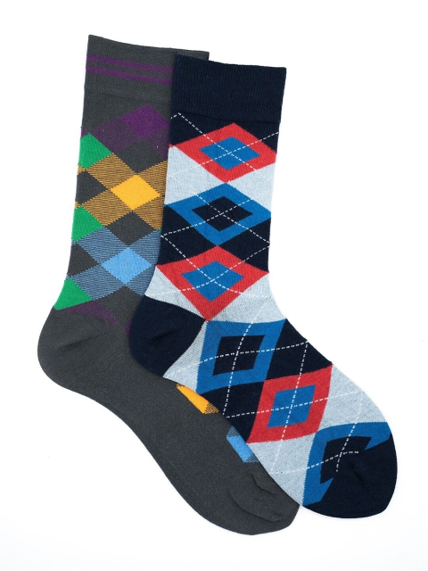 

Soxytoes Men Pack Of 2 Assorted Scottish Corporate Cotton Above Ankle-Length Socks