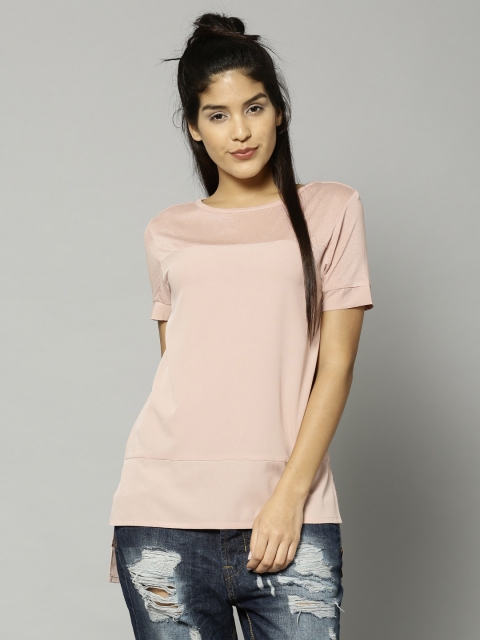 

French Connection Women Peach-Coloured Solid Regular Top