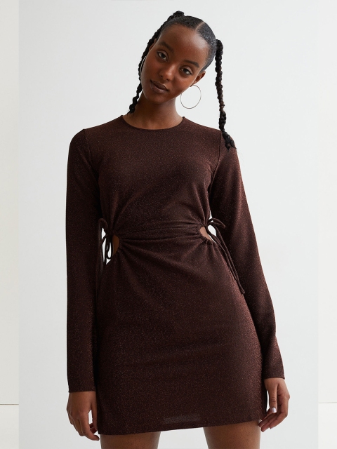 

H&M Women Brown Cut-Out dress