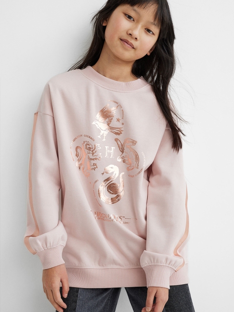 

H&M Girls Pink Printed Sweatshirt