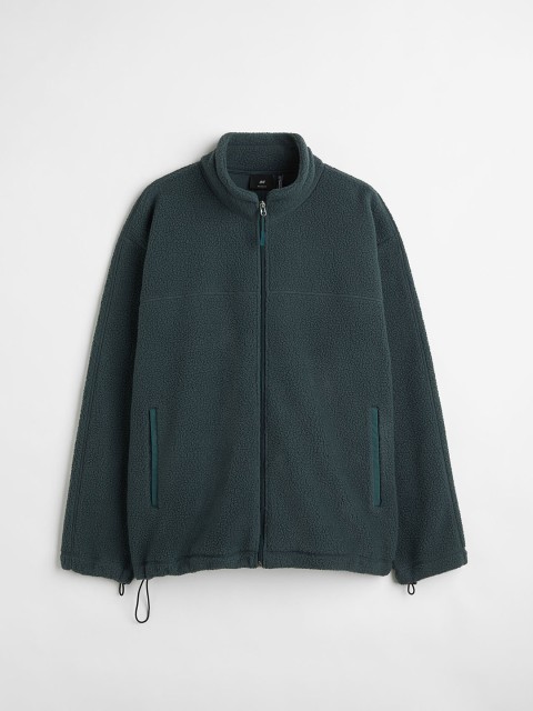 

H&M Men Turquoise Blue THERMOLITE Relaxed Fit faux shearling jacket