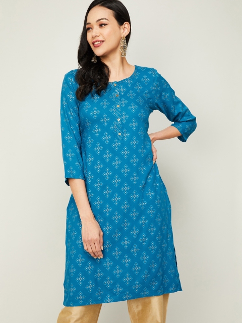 

Melange by Lifestyle Women Teal Ethnic Motifs Kurta