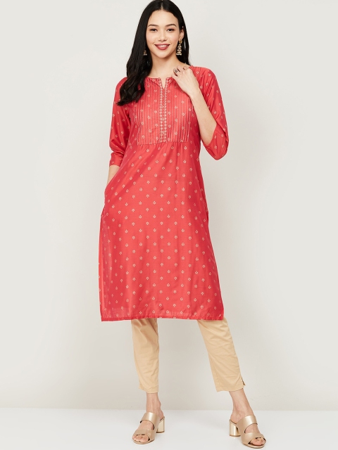 

Melange by Lifestyle Women Pink Ethnic Motifs Printed Kurta