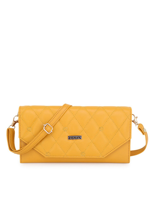 

Exotic Girls Yellow Quilted Envelop Clutch with Detachable Strap
