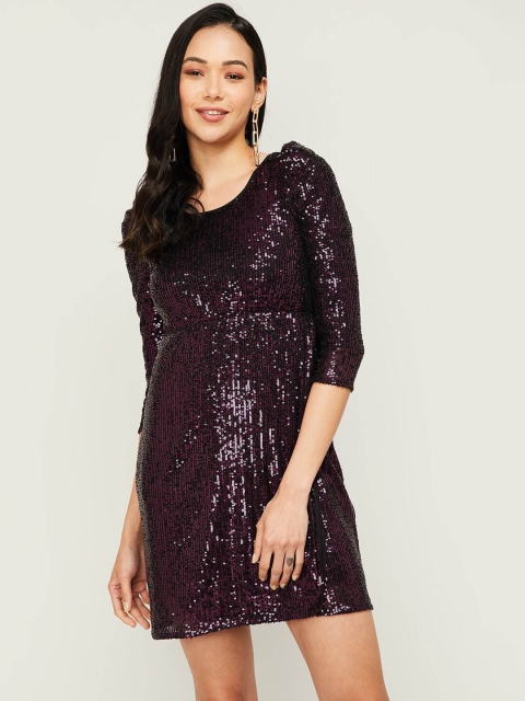 

Ginger by Lifestyle Purple Embellished Sheath Dress