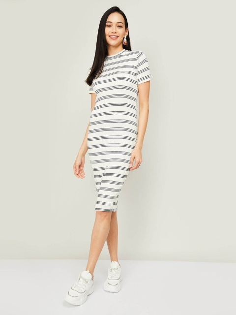

Ginger by Lifestyle Off White & Black Striped T-shirt Dress