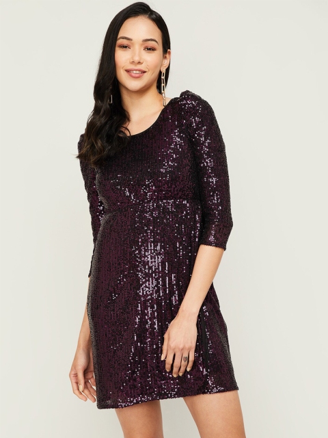 

Ginger by Lifestyle Women Magenta Embellished Sheath Dress