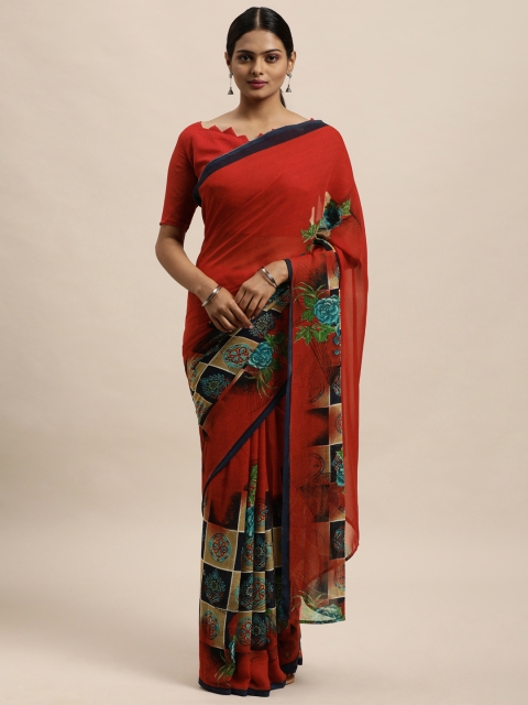 

KALINI Red Printed Saree
