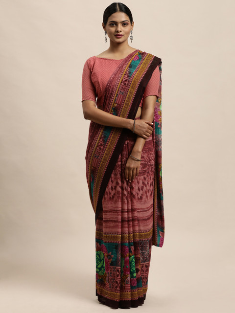 

KALINI Pink Printed Saree