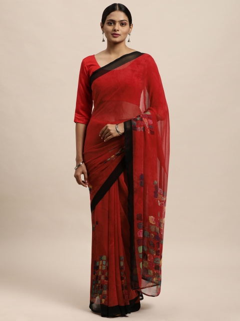 

KALINI Red Abstract Printed Saree