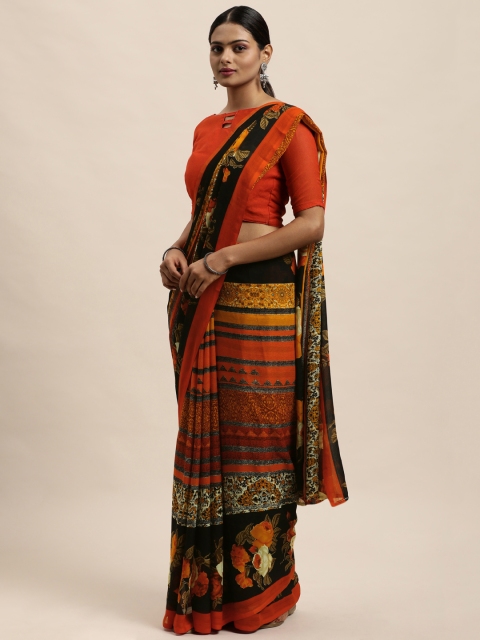

KALINI Black & Red Ethnic Motifs Saree