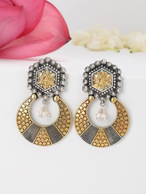 

Fabindia Silver-Plated Gold-Toned Classic Drop Earrings