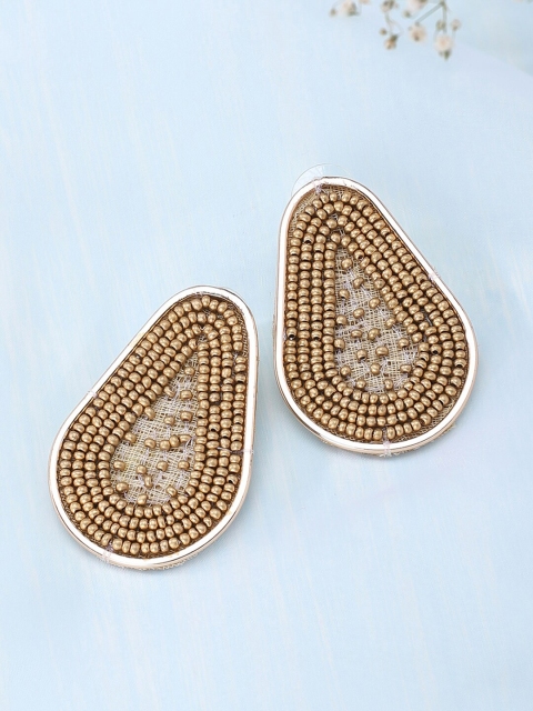 

Fabindia Gold-Plated Antique Handcrafted Beaded Contemporary Oversized Stud Earrings