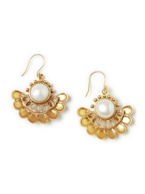

Fabindia White Gold-Plated Sterling Silver Handcrafted Drop Earrings