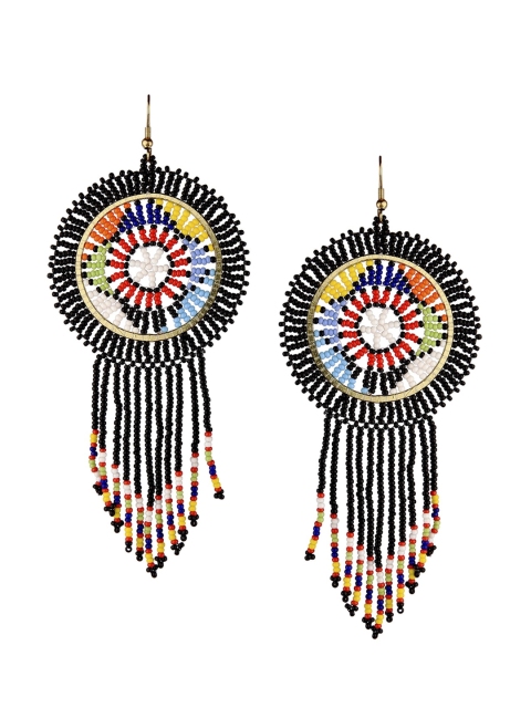 

DESI COLOUR Black Contemporary Beaded Drop Earrings