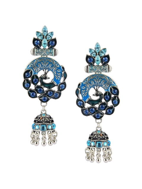 

DESI COLOUR Blue Classic Jhumkas Earrings