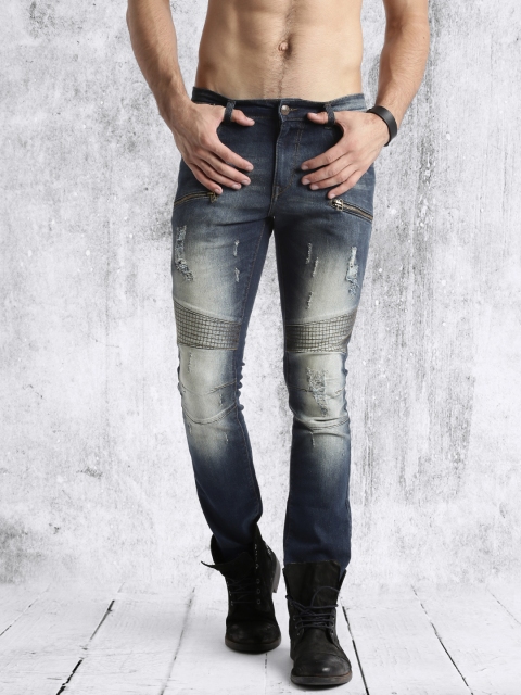 

RDSTR Men Blue Skinny Fit Highly Distressed Stretchable Jeans