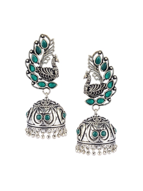 

DESI COLOUR Green Dome Shaped Jhumkas Earrings