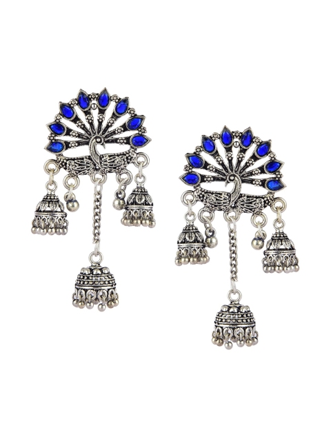 

DESI COLOUR Blue Contemporary Jhumkas Earrings