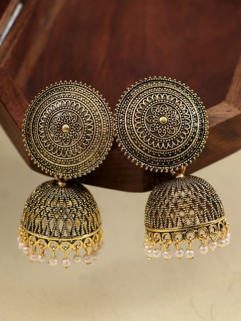 

Crunchy Fashion Gold-Plated Dome Shaped Jhumkas Earrings