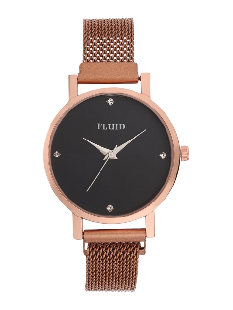 

FLUID Women Black Embellished Dial & Rose Gold Toned Bracelet Style Straps Analogue Watch FL-Mag-RG-02