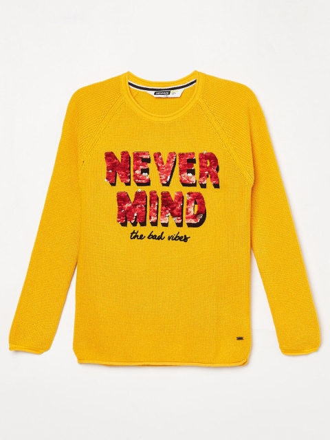 

Fame Forever by Lifestyle Girls Yellow & Red Typography Pullover