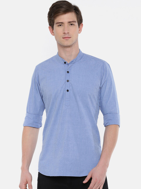 

Cross Court Men Blue Mandarin Collar Kurta
