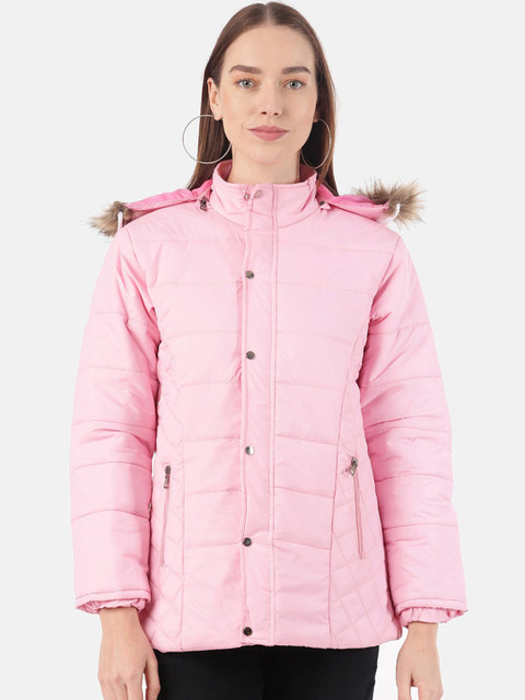 

VOXATI Women Pink Longline Parka Jacket